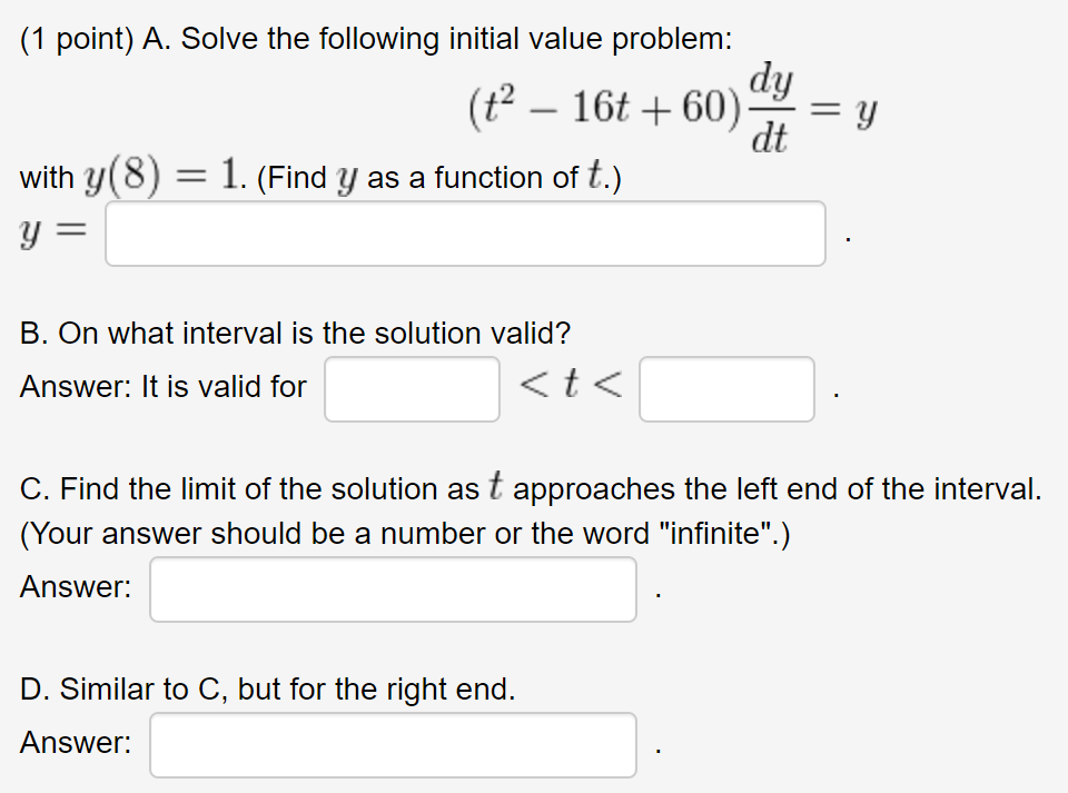 Solved Solve the following initial value problem: (r^2 - 16t | Chegg.com