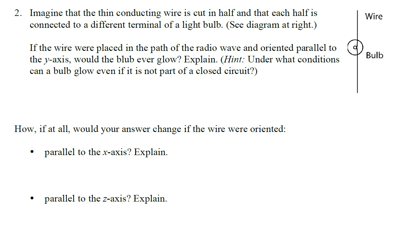 Solved Imagine that the thin conducting wire is cut in half | Chegg.com