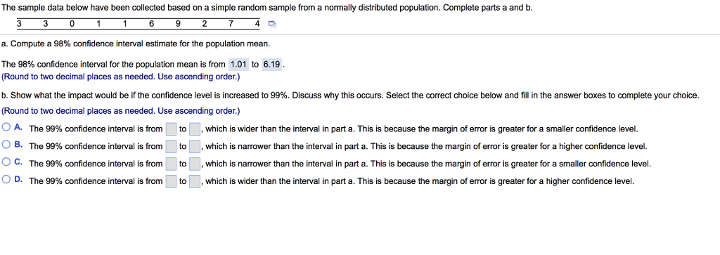 Solved The sample data below have been collected based on a | Chegg.com