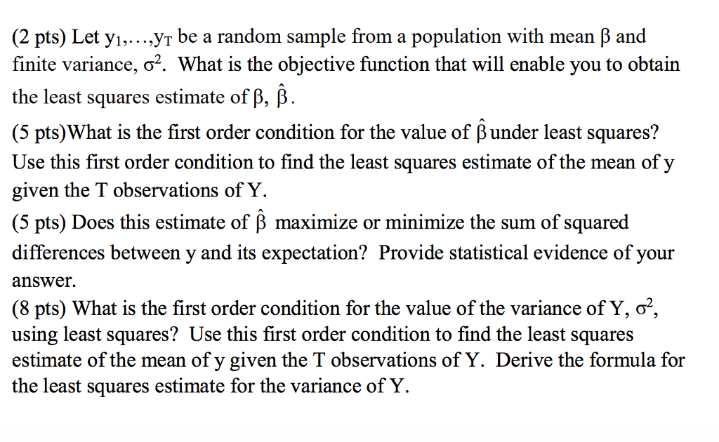 Solved The method of least squares estimation of unknown | Chegg.com