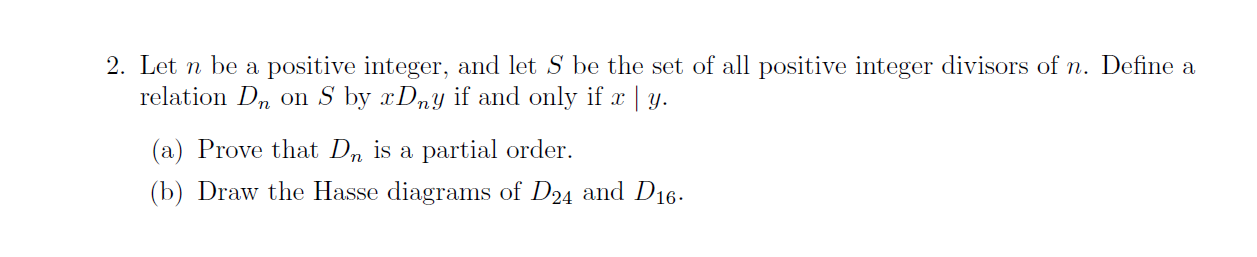 Solved 2. Let n be a positive integer. and let S be the set | Chegg.com