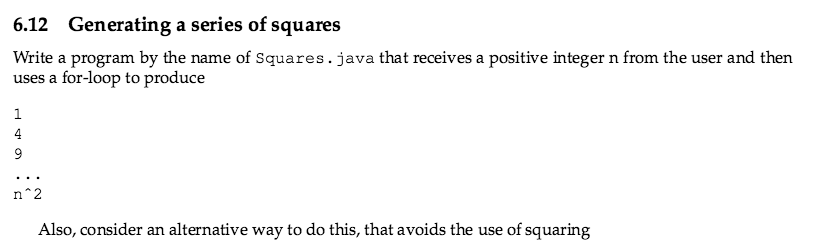 Solved Write a program by the name of Squares. java that | Chegg.com