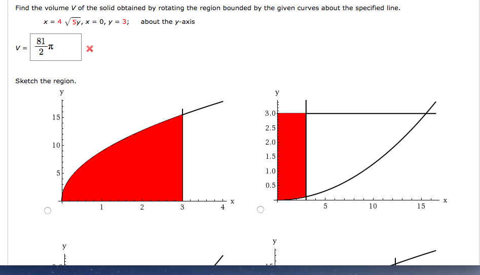 Solved Find The Volume V Of The Solid Obtained By Rotating | Chegg.com