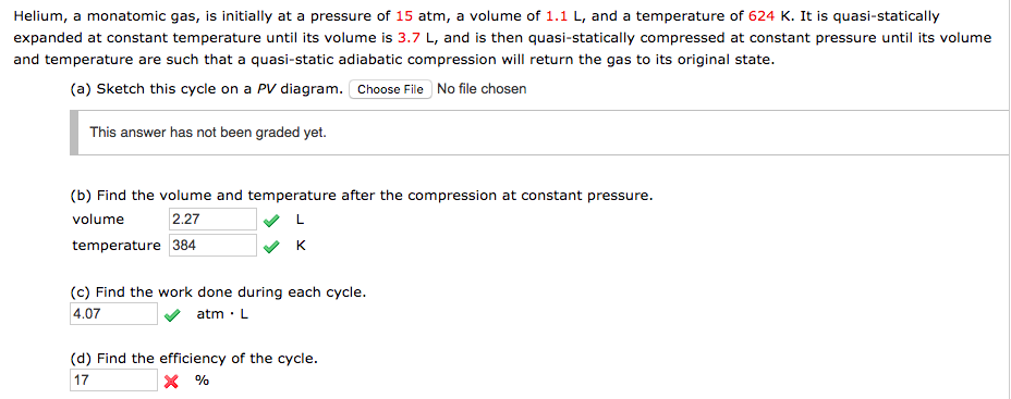 Solved Helium, a monatomic gas, is initially at a pressure | Chegg.com