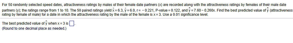 Solved For 50 randomly selected speed dates, attractiveness | Chegg.com