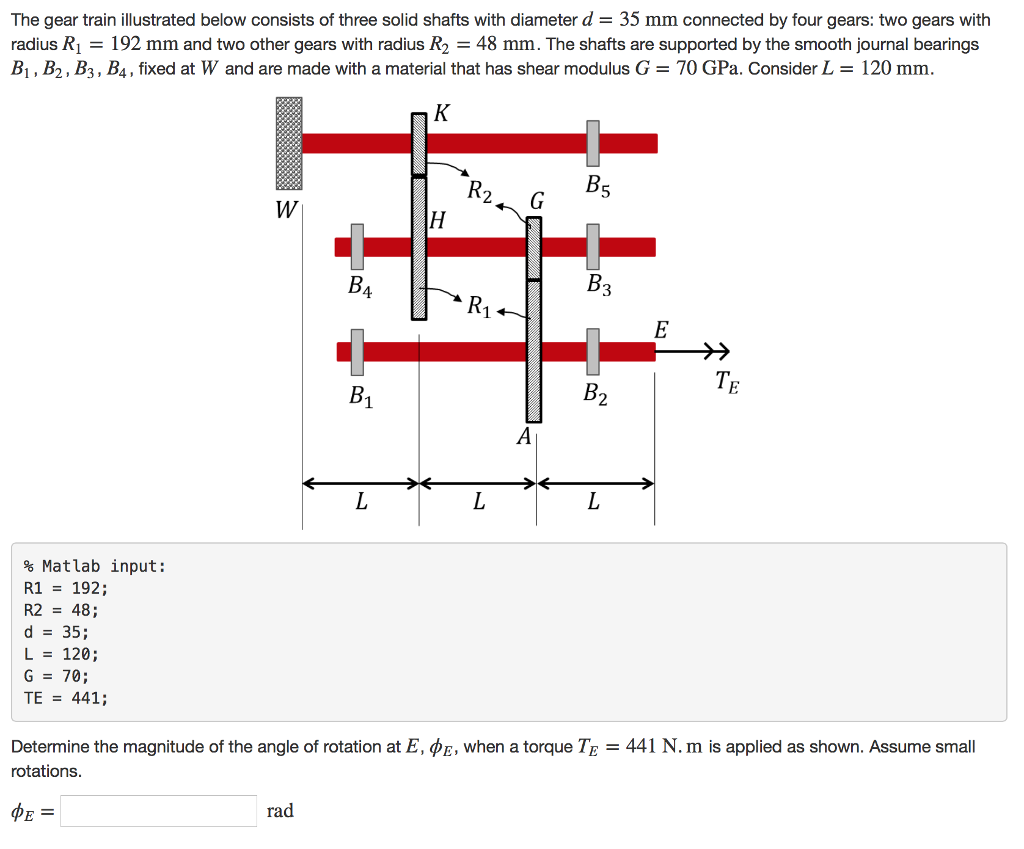 The gear train illustrated below consists of three