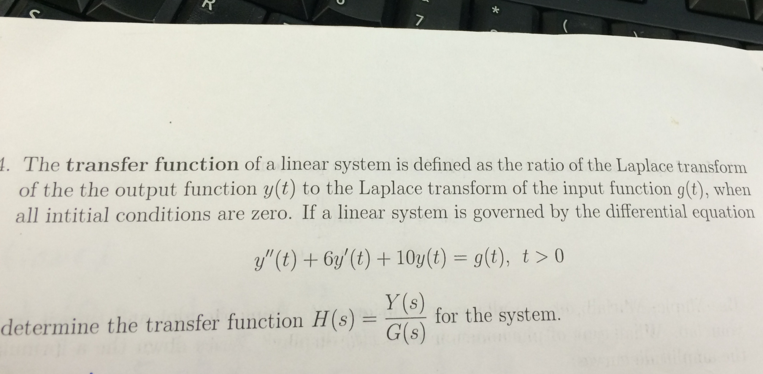 Solved 1. The transfer function of a linear system is | Chegg.com