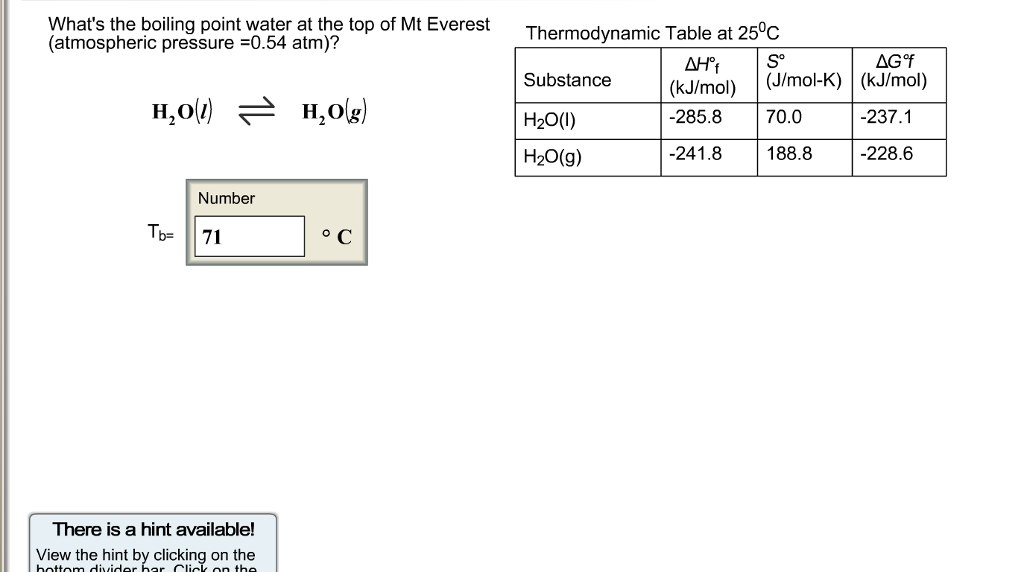 Solved What's the boiling point water at the top of Mt