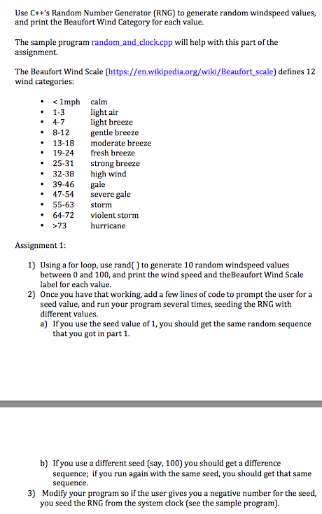 Solved Use C++'s Random Number Generator (RNG to generate | Chegg.com