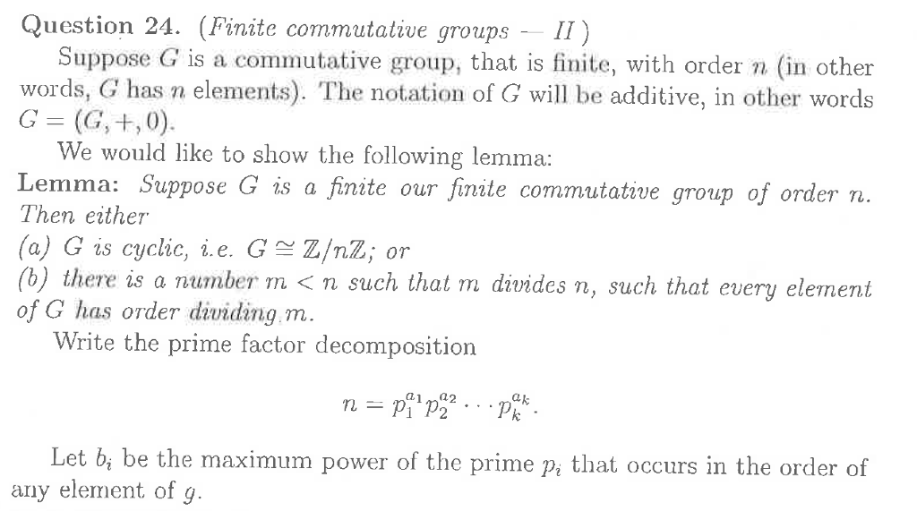 Question 24. (Finite Commutative Groups- 11) Suppose | Chegg.com