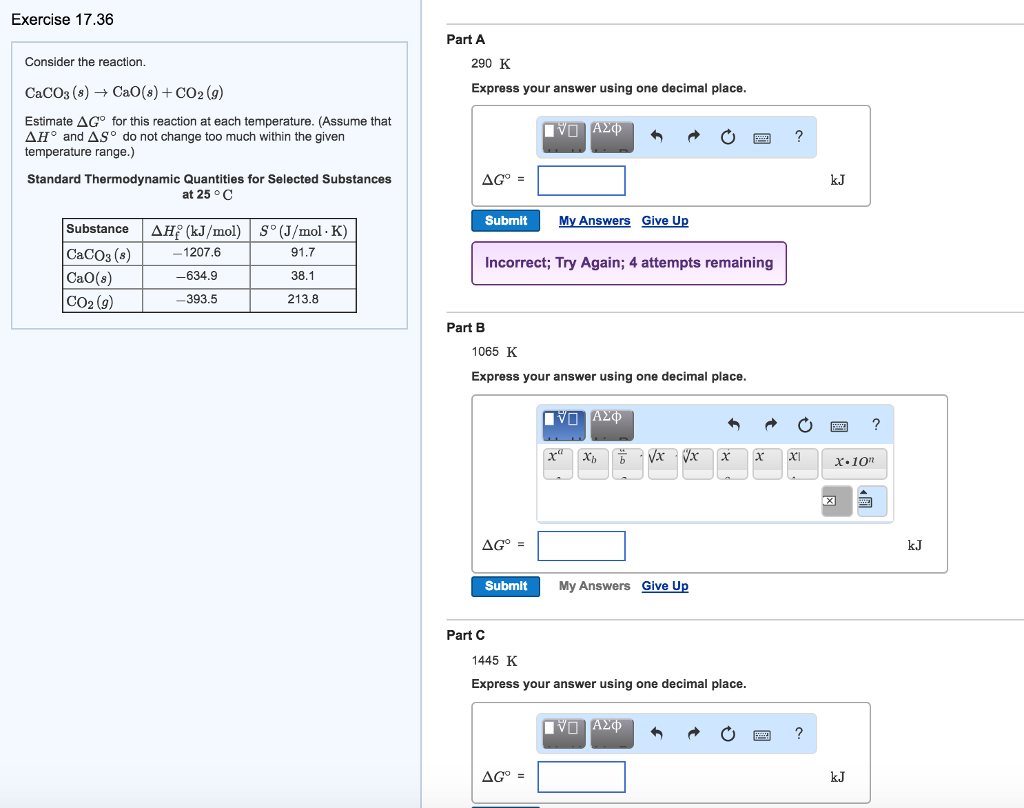 Solved Consider the reaction. CaCO_3 (s) rightarrow CaO(s) | Chegg.com