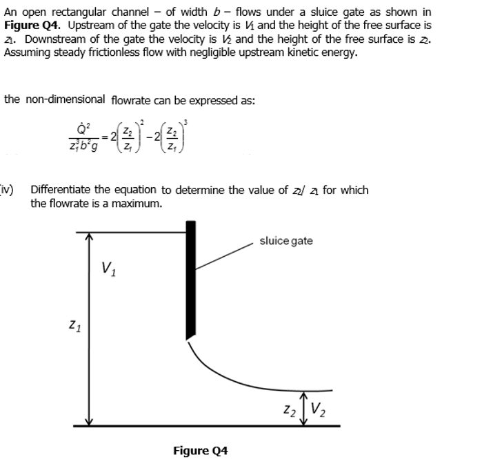 Solved An open rectangular channel of width b flows under