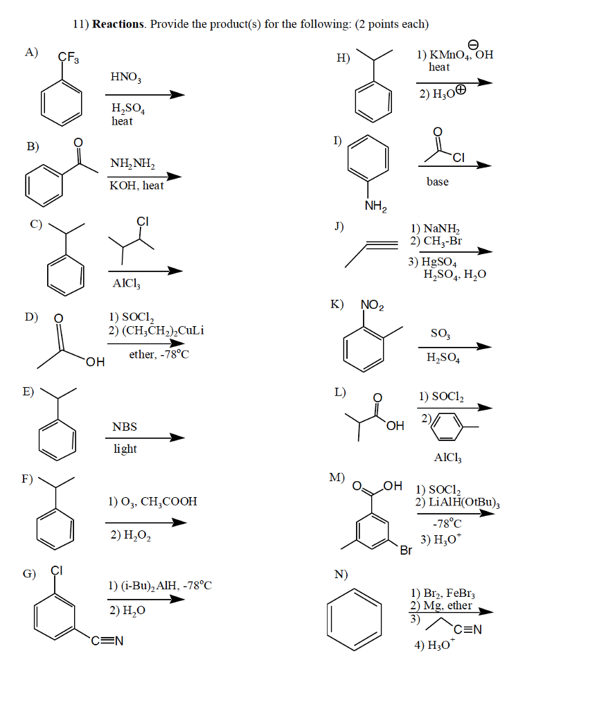 Solved 11) Reactions. Provide The Product(s) For The | Chegg.com