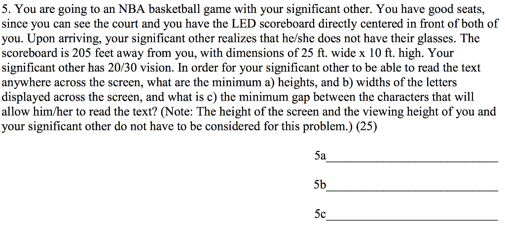 5. You are going to an NBA basketball game with your | Chegg.com