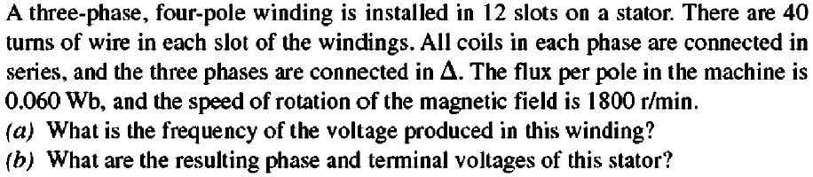 A three-phase four-pole winding is installed in 12 slots on a stator mandarin palace