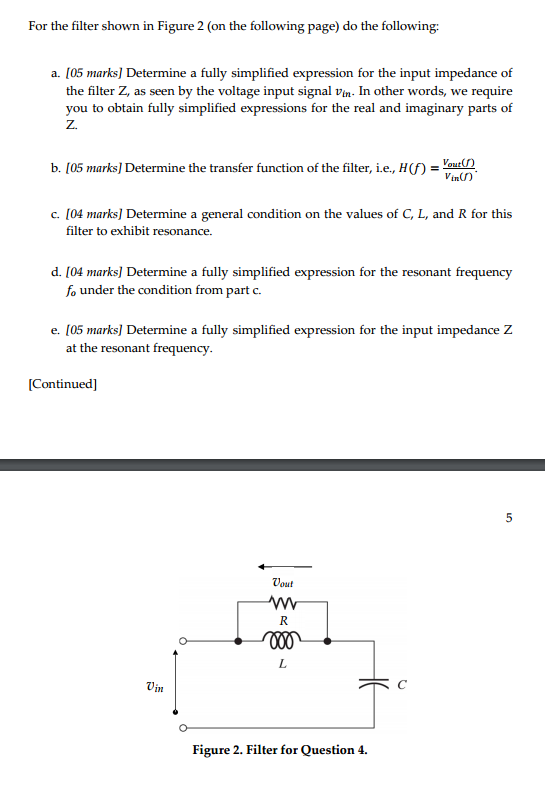 Solved For The Filter Shown In Figure 2 On The Following Chegg Solved For The Filter Shown In Figure 2 On The Following Chegg