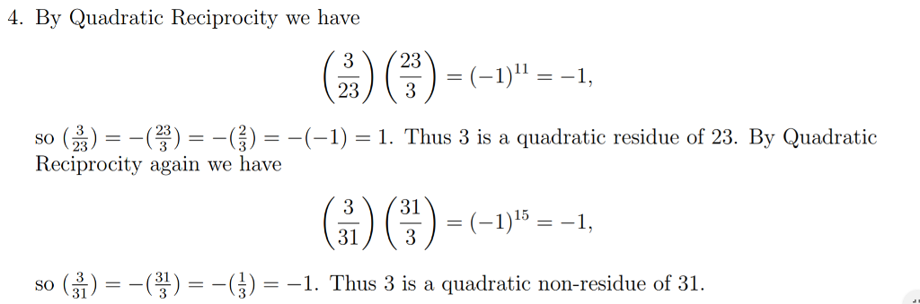 Solved Show That 3 Is A Quadratic Residue Of 23, But A | Chegg.com