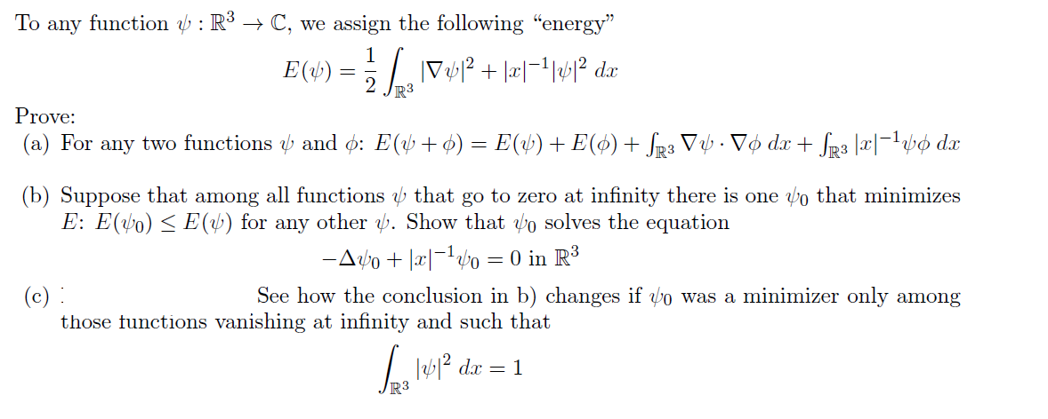 Solved To any function psi : R^3 C, we assign the following | Chegg.com