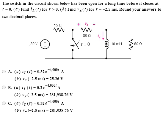 Solved: The Switch In The Circuit Shown Below Has Been Ope... | Chegg.com