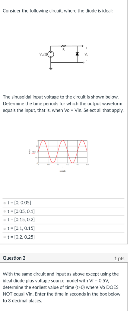 Solved Consider the following circuit, where the diode is | Chegg.com