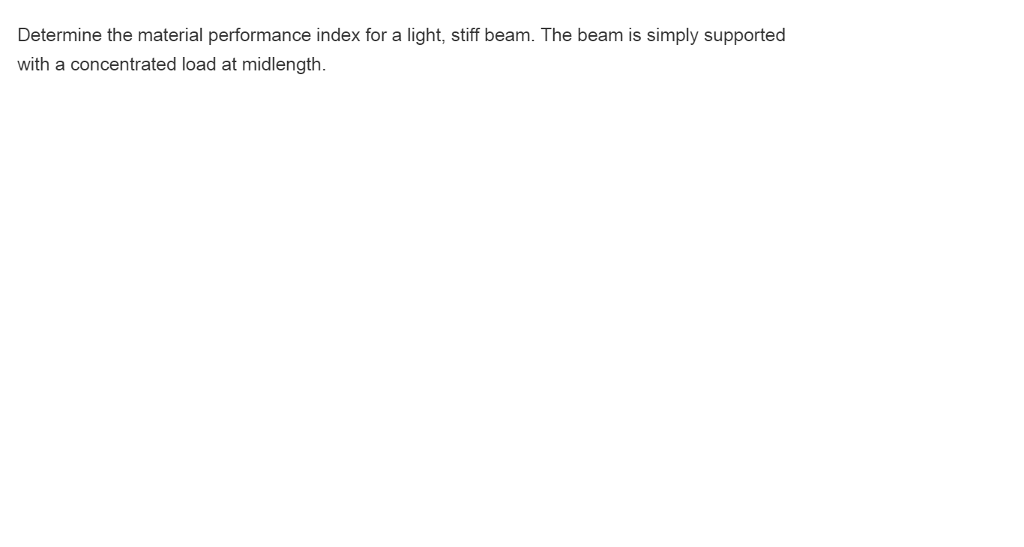 Solved Determine the material performance index for a light, | Chegg.com