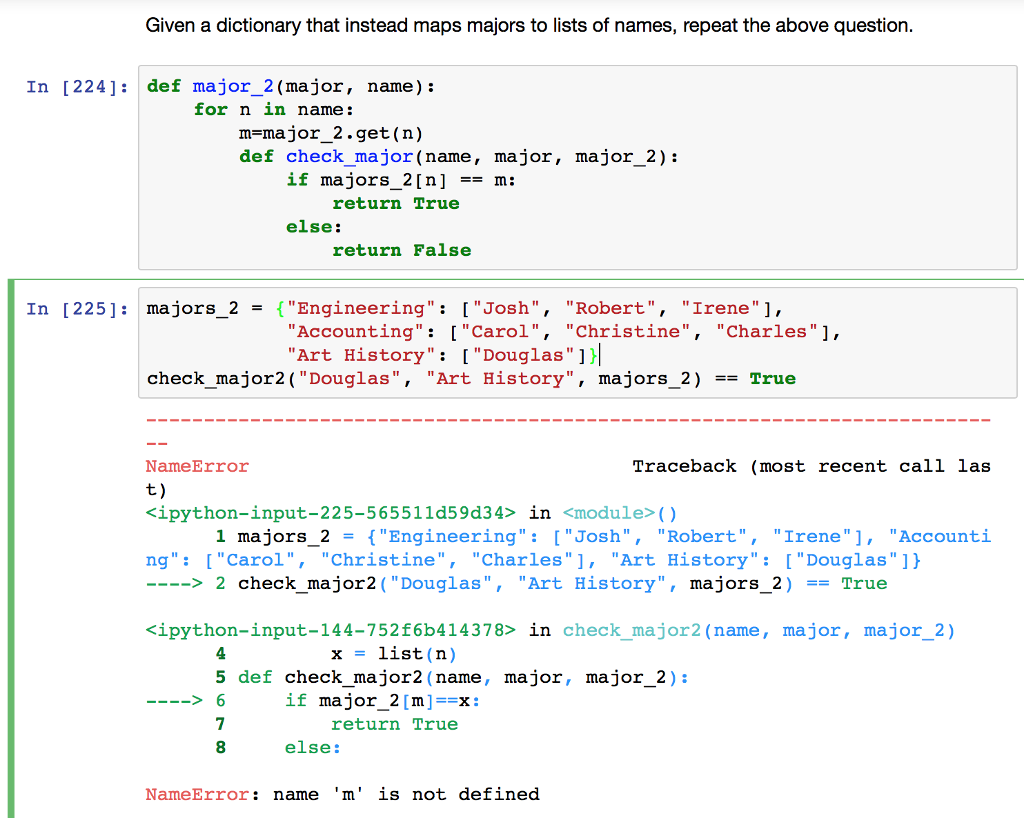 Solved Given a dictionary that instead maps majors to lists | Chegg.com