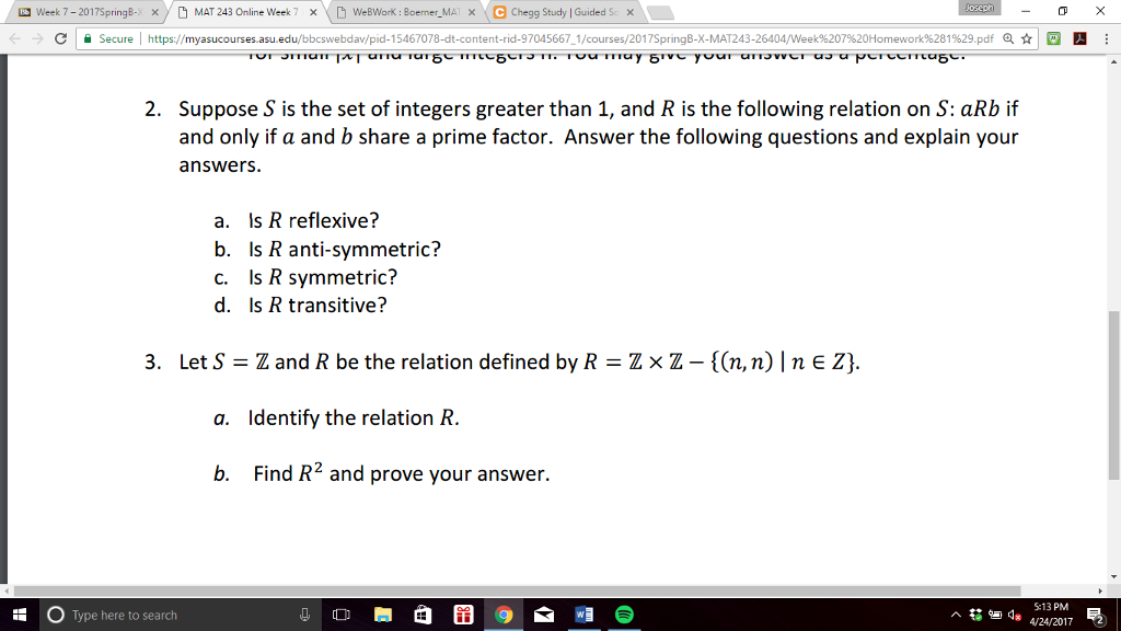 Solved Suppose S is the set of integers greater than 1, and | Chegg.com