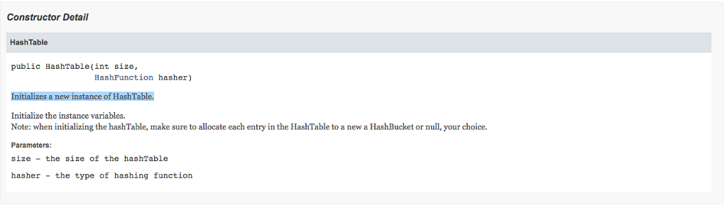 Hash Table java COMPLETE THE METHODS THAT HAVE (