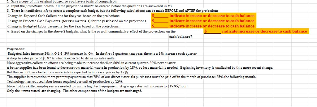 Solved 1. Save a copy of this original budget, so you have a | Chegg.com