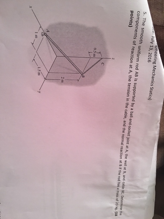 The smooth uniform rod AB is supported by a ball and | Chegg.com