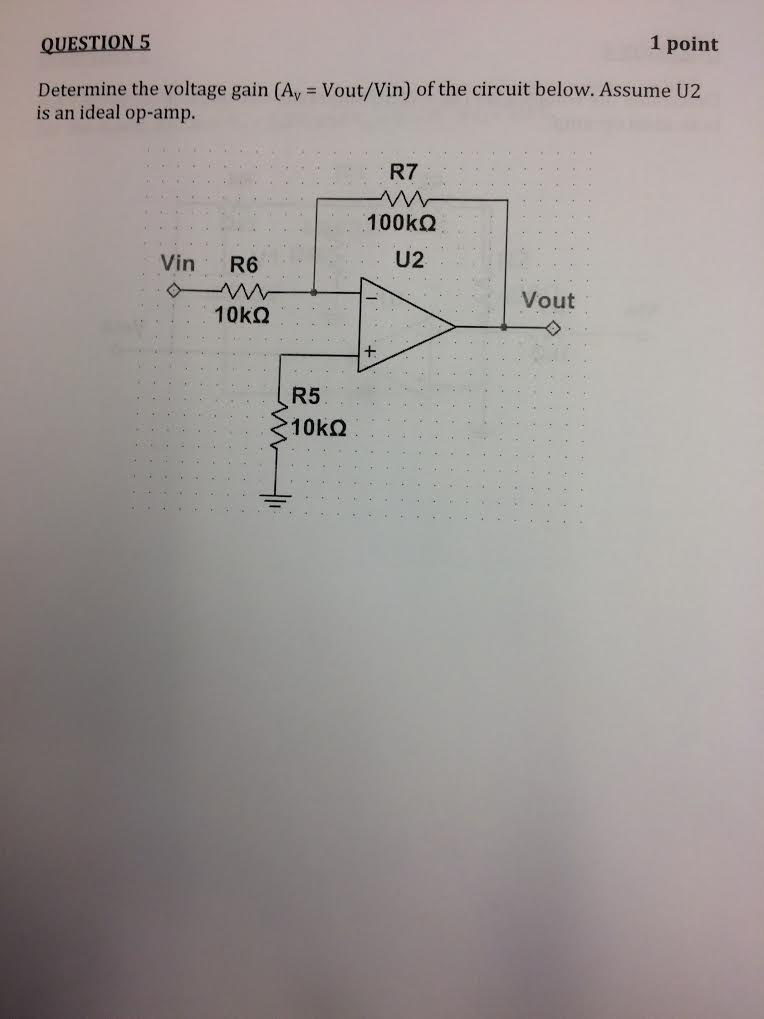 Solved Determine the voltage gain (A_v = Vout/Vin) of the | Chegg.com