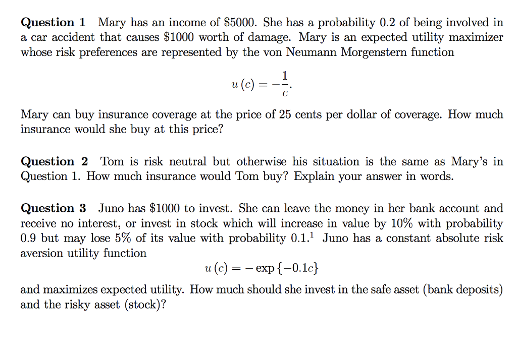 Question 1 Mary has an income of $5000. She has a | Chegg.com