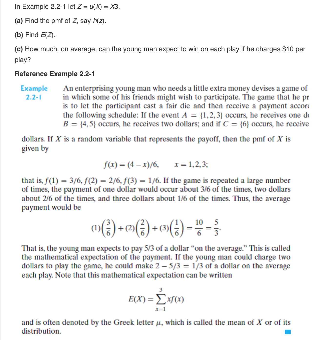 Solved In Example 2.2-1 let Z-u( X3 (a) Find the pmf of Z | Chegg.com