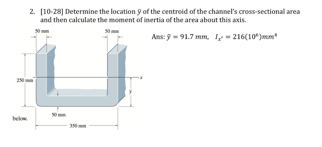 Solved 2 10 28 Determine The Location Y Of The Centroid Chegg