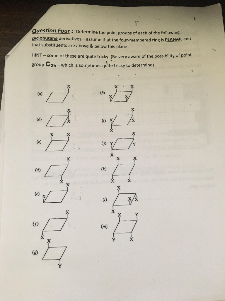 Solved Question Four: Determine the point groups of each of | Chegg.com