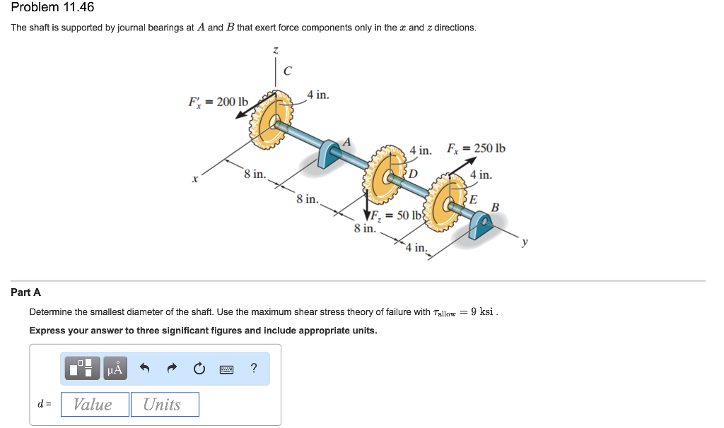 Solved The shaft is supported by journal bearings at A and B