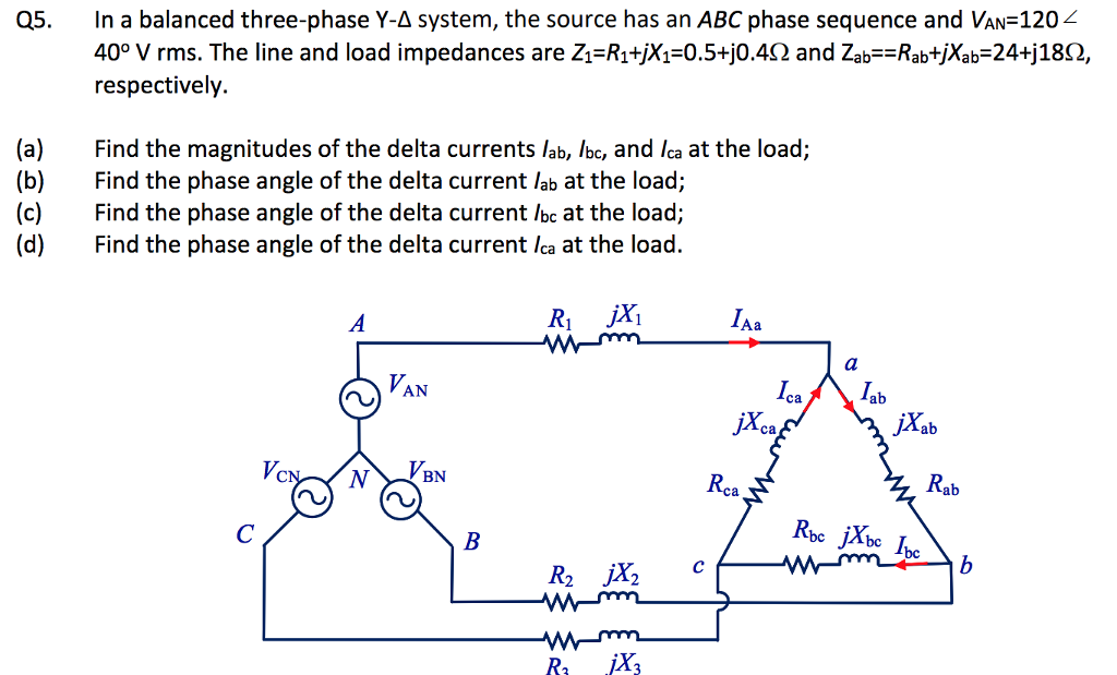 Solved 05. In A Balanced Three-phase Y-A System, The Source | Chegg.com