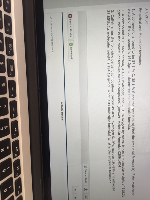 Solved C2H3O Empirical and Molecular formulas A compound | Chegg.com