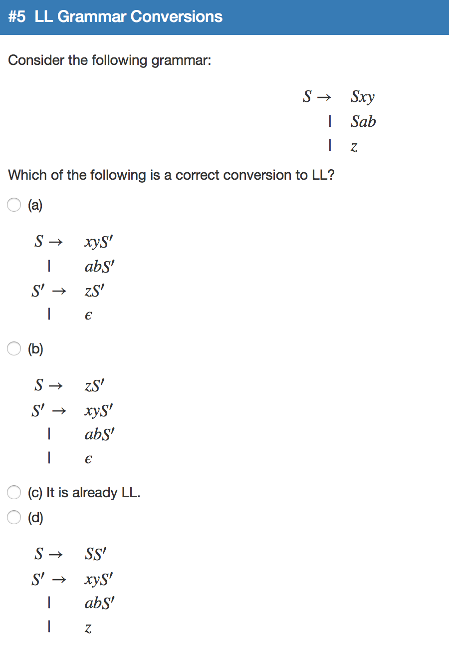 Solved Consider The Following Grammar: S Rightarrow Sxy | | Chegg.com