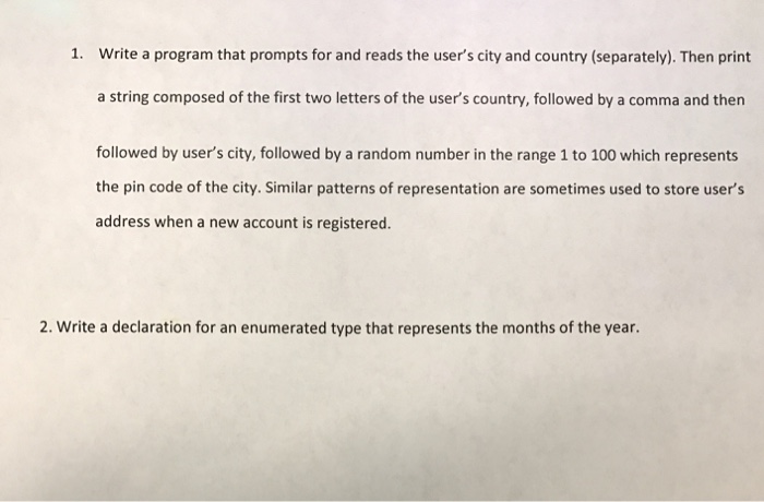 Solved Write a program that prompts for and reads the user's | Chegg.com