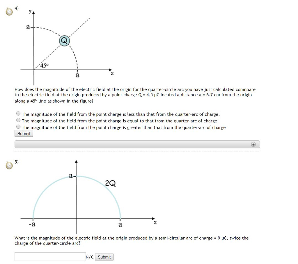 Solved 4) 45 How does the magnitude of the electric field at | Chegg.com