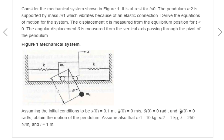 Solved Consider the mechanical system shown in Figure 1. It | Chegg.com