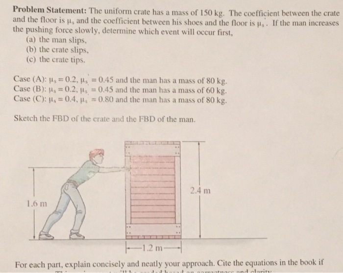 Solved The uniform crate has a mass of 150 kg. The