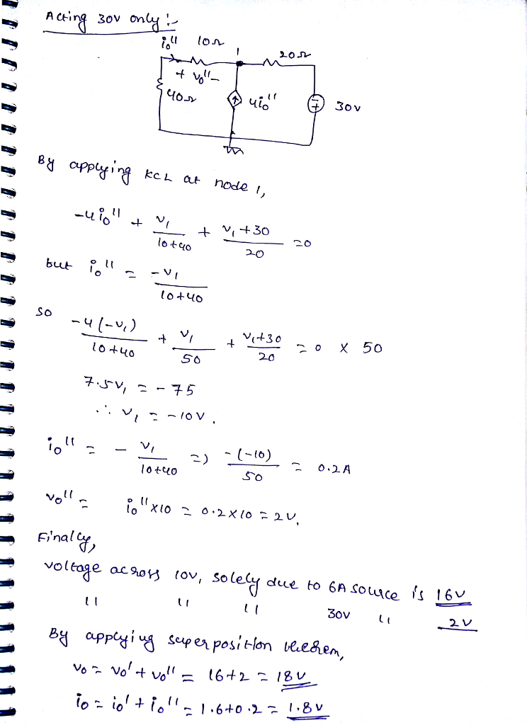 (Solved) - Use the superposition principle to determine the voltage ...