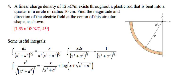 Solved A linear charge density of 12 nC/m exists throughout | Chegg.com