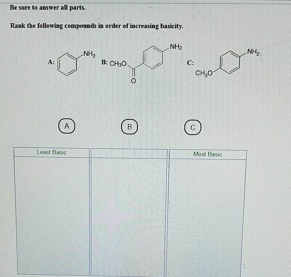 Solved Be sure to answer all parts. Rank the following | Chegg.com