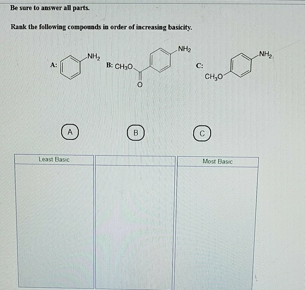 Solved Be Sure To Answer All Parts Rank The Following 3039