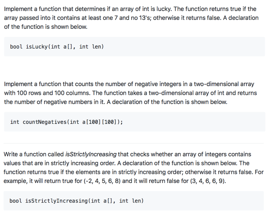 Solved Implement A Function That Determines If An Array Of | Chegg.com