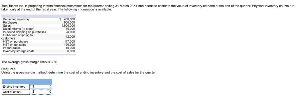 solved-tate-tasers-inc-is-preparing-interim-financial-chegg