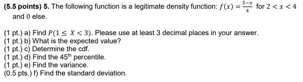 Solved (55 points) 5. The following function is a legitimate | Chegg.com